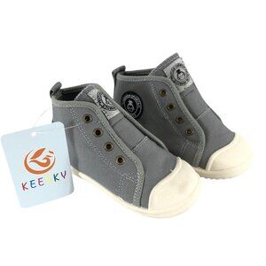 Keesky Toddler Boys High Top Sneakers Slip On Canvas Flexible Sole Gray Size 5